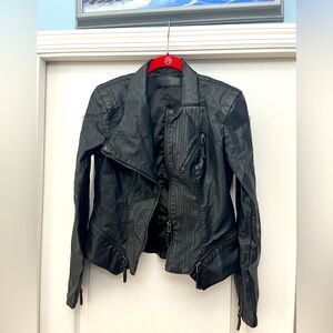 Blank NYC Asymmetrical Black Leather Jacket Size Small